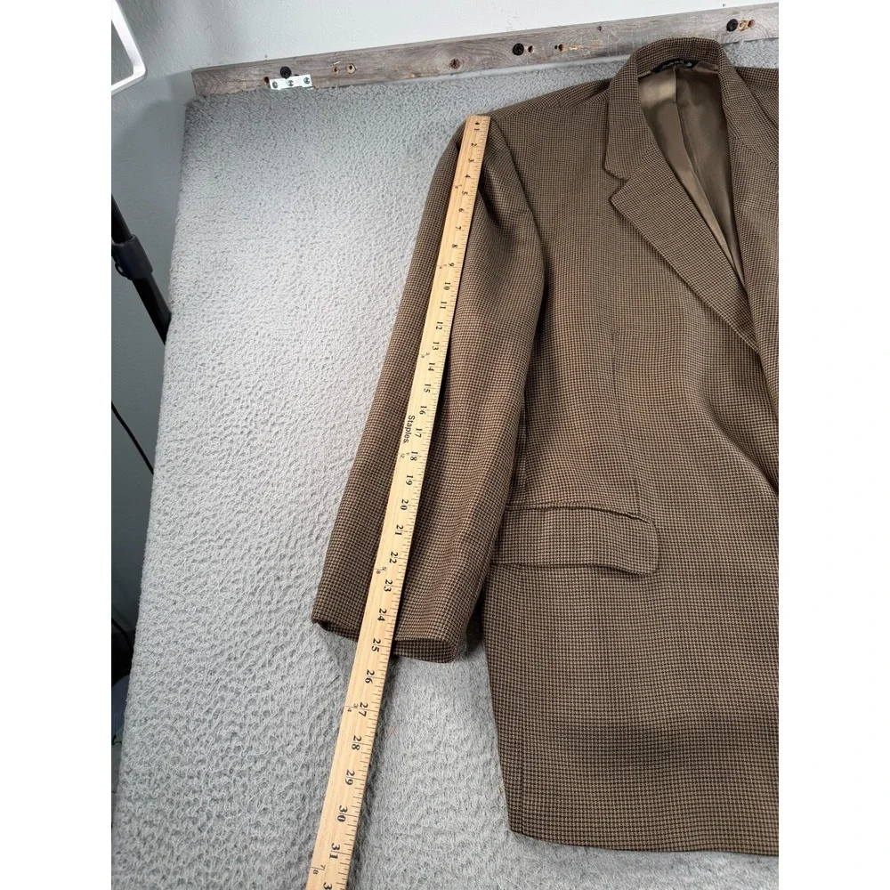 VTG Kilgour French Stanbury Blazer Mens Brown Wool Houndstooth Union Made Canada